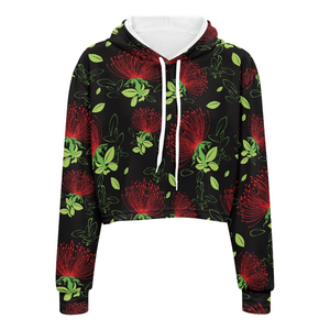 Sweat-shirts à capuche courts pour femmes personnalisés en coton à manches longues en coton et en polaire Vêtements de rue décontractés Sweat-shirts courts personnalisés - Product Image 4