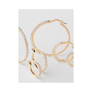 Pendientes de Aro Redondos de Cristal Blanco de Alta Calidad al por Mayor, Chapados en Oro Amarillo de 25 mm y 18 Quilates, Joyería de Plata de Ley 925 - Product Image 3