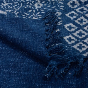 <b>Indian</b> Modern Hand Made Block Floral Printed Blue Sofa <b>Throw</b> Elegant Beautiful <b>Throw</b> - Product Image 4