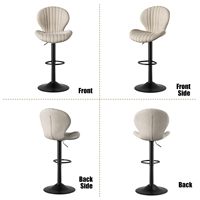 Chaises de bar pivotantes réglables beiges faciles à assembler pour la cuisine Tabourets de bar modernes à hauteur de comptoir avec dossier haut