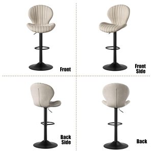 Chaises <span class=keywords><strong>de</strong></span> bar pivotantes réglables beiges faciles à assembler pour la cuisine Tabourets <span class=keywords><strong>de</strong></span> bar modernes à hauteur <span class=keywords><strong>de</strong></span> <span class=keywords><strong>comptoir</strong></span> <span class=keywords><strong>avec</strong></span> <span class=keywords><strong>dossier</strong></span> haut - Product Image 4