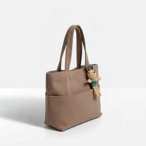 Solid Color Velvet Corduroy Carryall with Zipper Closure - Product Image 3