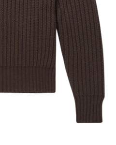 Pull en maille à col montant pour homme, personnalisé par le fabricant, couleur marron foncé, texture côtelée, col haut, chaud, décontracté, pour l'hiver, OEM personnalisé - Product Image 6