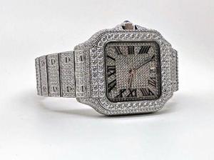 Lujoso reloj con esfera romana cuadrada automática de acero inoxidable de 20mm, Diamante de Premium moissanita, glaseado elegante, alta resistencia al agua - Product Image 2