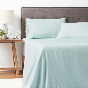 Draps de lit d'hôtel sur mesure de qualité supérieure, 100 % coton et polycoton, style uni, ensemble de literie de luxe personnalisé - Product Image 5