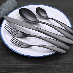 Juego de cubiertos de 5 con juego de cubiertos de cena de metal negro para cocina y cuchara de acero espejado para el hogar a un costo razonable - Product Image 5