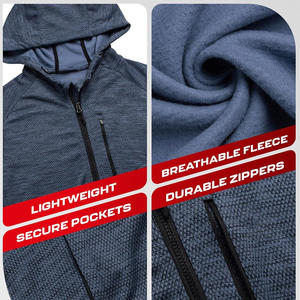 Sudaderas con capucha clásicas con cremallera para hombre con bordado de impresión de etiqueta personalizada y personalización de logotipo para Fitness o ropa de equipo - Product Image 3