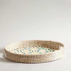 Plateau de rangement en herbe de mer fait à la main, plateaux décoratifs en herbe de mer, conteneur en paille tressée pour la cuisine, la chambre à coucher - Product Image 4