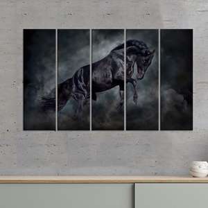 Impression équestre spectaculaire : Décoration rustique pour la maison, œuvre d'art imprimée sur toile, lot de 5 toiles - Product Image 1