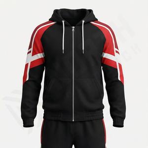 ชุดกีฬาผู้ชายแบบมีฮู้ด ระบายอากาศได้ดี สำหรับฤดูหนาว ดีไซน์ทันสมัย ชุดสองชิ้น เหมาะสำหรับฟิตเนส กิจกรรมกลางแจ้ง ท่องเที่ยว ออกกำลังกาย วิ่ง และเล่นกีฬา - Product Image 1