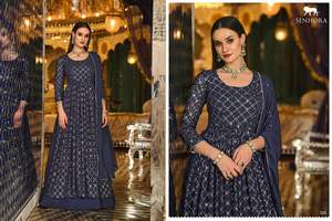 Georgette แท้ปักลวดลายพิเศษสำหรับเจ้าสาวดีไซน์เนอร์กระโปรงใส่ทำงานสไตล์ยาวสำหรับงานแต่งงาน - Product Image 6