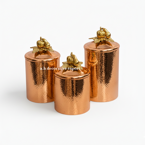 Boîte à thé en acier inoxydable martelé artisanal de luxe avec couvercle en forme de citrouille, rangement de cuisine écologique - Product Image 1