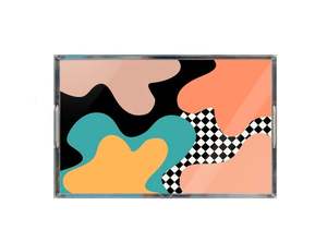 Plateau en acrylique élégant imprimé animal de forme carrée idéal pour les aliments décoratifs et les collations servant léger et fonctionnel - Product Image 4