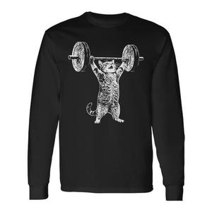 Maglietta a maniche lunghe Cat Meme Gym con scollo rotondo, abbigliamento promozionale unisex per adulti - Product Image 1