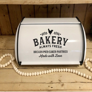 Off-white oval bread <b>box</b>, <b>wooden</b> lid, cutting board, "BREAD" lettering, modern farmhouse kitchen storage, wholesale price. - Product Image 2