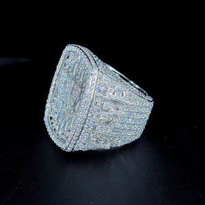 Luxury 14k 18k White Gold & 925 Sterling Silver Synthetic Diamond Wedding <b>Ring</b> with Customized Design Rhodium Plated for Women - Product Image 1
