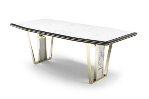 Modern Design Durable 6-Seater Rectangle <b>Dining</b> Table <b>Set</b> Stylish Metal <b>Chairs</b> Impala Wood Tabletop for Home Furniture Apartment - Product Image 5