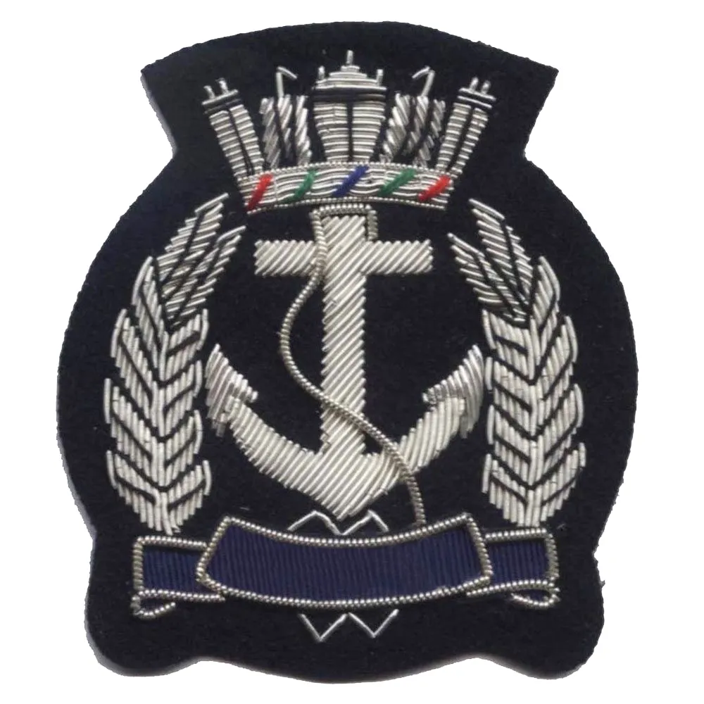 Fabricant d'insignes de blazer de service OEM brodés à la main Insigne de blazer en fil métallique de la Royal Naval Association sur mesure à vendre