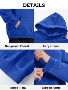 Sudadera con capucha de gran tamaño personalizada, jersey liso en blanco de lana y poliéster mezclado de algodón pesado, Sudadera con capucha ajustada para invierno - Product Image 6