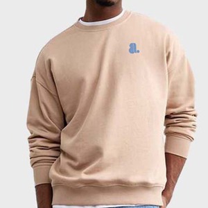 Men's <b>Oversized</b> 100% Cotton Heavyweight Fleece Pullover <b>Sweatshirt</b> Crew Neck Casual <b>Vintage</b> Style Printed Design Front Logo - Product Image 6