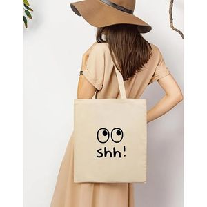 Durable Cotton Tote <b>Bags</b> Ribbon Handles Eco-Friendly Heat Transfer Printed Cartoon Letter Screen Patterns for Daily Use <b>Gifts</b> - Product Image 3