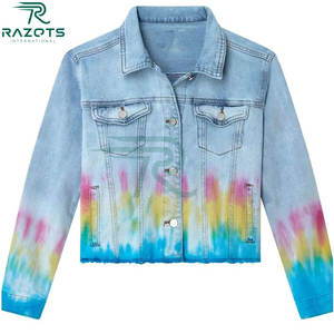 แจ็กเก็ตยีนส์ย้อมสีสำหรับผู้หญิงแจ็กเก็ตยีนส์ตัวสั้นแบบตัดด้านหลังดีไซน์ตามสั่ง - Product Image 4