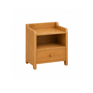 Mesa de Noche de Madera Maciza con Cajón y Estante Abierto, Mesita de Noche Moderna de Madera para Dormitorio, Mueble de Almacenamiento - Product Image 1