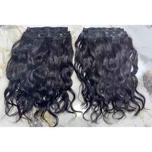 Extensiones de Cabello Ondulado Virgen Indio con Clip, 200g, 8 Pulgadas de Largo Estirado, Cabello Indio Natural 1B, Onda Natural, Yaki Liso, Onda Suelta - Product Image 1