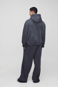 Survêtement de qualité supérieure 100% coton, pantalon et sweat-shirt délavés à l'acide, survêtement d'hiver surdimensionné délavé au soleil pour hommes - Product Image 2