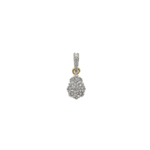 Elegante Colgante de Oro Amarillo de 14K con Baño de Rodio y Racimo de Diamantes Naturales, Diseño Clásico Brillante en Forma de Lágrima con Engaste de Diamantes - Product Image 1