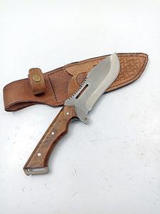 มีดทำมือแบบใบตาย  เหล็กกล้าคาร์บอนสูง  ด้ามไม้  พร้อมปลอกหนังแท้ - Product Image 3