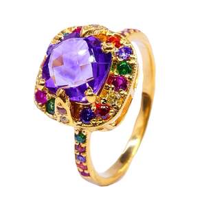 Anillo de topacio multicolor amatista chapado en oro de Plata de Ley 925 - Product Image 2