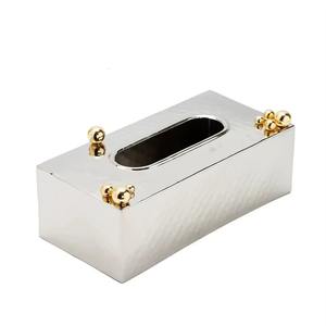 Soportes de caja de pañuelos chapados en plata de metal de lujo de diseñador moderno hogar impermeable para sala de estar y restaurante - Product Image 4