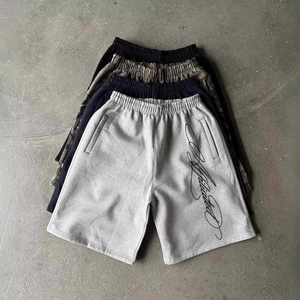 Conjunto de Sudadera con Capucha y Pantalones Cortos Unisex Personalizado, 100% Algodón, Estilo Holgado, Color Sólido, Transpirable, Ecológico, Bordado, Ropa Deportiva Urbana para Otoño - Product Image 6