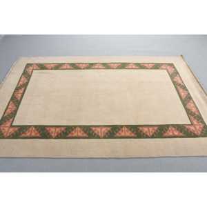 Turkish Vintage Rug 4,8x7,4 ft, <b>Brown</b> Area Plants & trees <b>Wool</b> Rug - Product Image 2