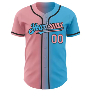 Nouveaux maillots de baseball personnalisés rose et bleu, hip-hop, 100% polyester, deux couleurs, unisexe, maillot de baseball, équipe universitaire, taille plus - Product Image 5