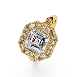 แหวนหมั้นเพชรทรงอัสเชอร์วินเทจ ฝังเพชรแล็บโกรว์ ขอบมิลเกรน ทองคำขาว 14K น้ำหนัก 3 กะรัต รับรองโดย IGI เครื่องประดับสั่งทำ ขายส่ง - Product Image 5