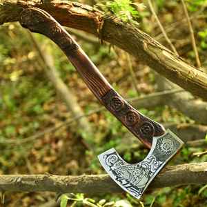 Hachas Vikingas de Acero con Alto Contenido de Carbono, Hechas a Mano, de Primera Calidad, para Camping, Tomahawk, Grado OEM, Forjadas a Mano, con Funda de Cuero - Product Image 1