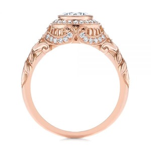 Bague de fiançailles en or Rose 14K, anneau de fiançailles en diamant, Art déco, coupe ronde, bague en Moissanite incolore, dernière conception Unique - Product Image 4