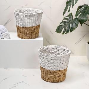 Panier en jacinthe d'eau teinte en blanc, panier de rangement fait à la main, vente en gros, écologique, fabriqué au Vietnam - Product Image 3