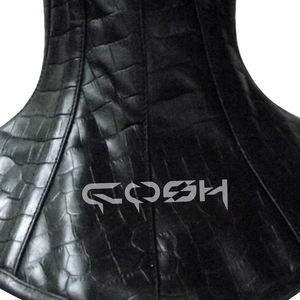 Corset en cuir noir texturé crocodile - Product Image 4