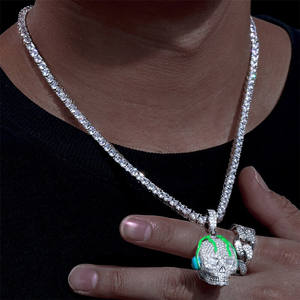 925 Plata de Ley VVS Moissanite Diamond Glow in the Dark Iced out Skull Hip Hop Jewelry Pendant Moissanite Colgantes & Charms - Product Image 2