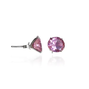 Art Palace Luxury <b>Pink</b> Gemstone Stud Earrings 925 Silver Gold Plated Bezel Setting Rajasthan for Wedding Engagement Women's Gift - Product Image 3
