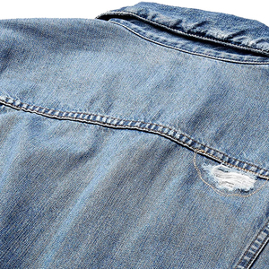 Veste en jean décontractée pour hommes au design personnalisé Veste d'hiver en denim délavé déchiré pour hommes - Product Image 5