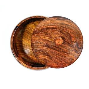 Bol à soupe chaude et à nourriture en bois fait à la main avec couvercle Casserole de service Chapati polie de Falak World Export - Product Image 5