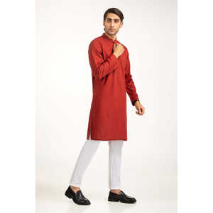 Kurta brodée rouge pour homme avec Lehenga Choli en Georgette et soie, style indien pakistanais, pour fêtes et mariages - Product Image 3