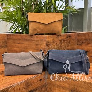 กระเป๋าสะพายข้างหนังกลับแท้วินเทจสำหรับเด็กผู้หญิงกระเป๋าสะพายไหล่แบบซ่อนใต้วงแขน - Product Image 1