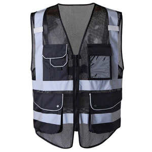 Gilet de sécurité réfléchissant haute visibilité personnalisé en polyester imperméable avec poches multifonctionnelles, vêtement de travail respirant pour l'extérieur - Product Image 2