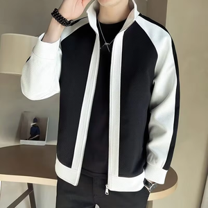 Chaqueta Bomber Formal de Primavera/Otoño para Hombre, Corte Entallado, Frente de Pana con Logotipo, Impermeable y Cortavientos - Product Image 1