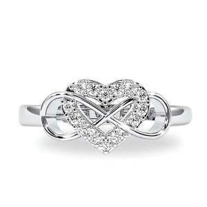 Ensemble pendentif et bague en argent Hallmark Infinity Heart pour fiançailles avec diamant comme pierre principale - Product Image 3